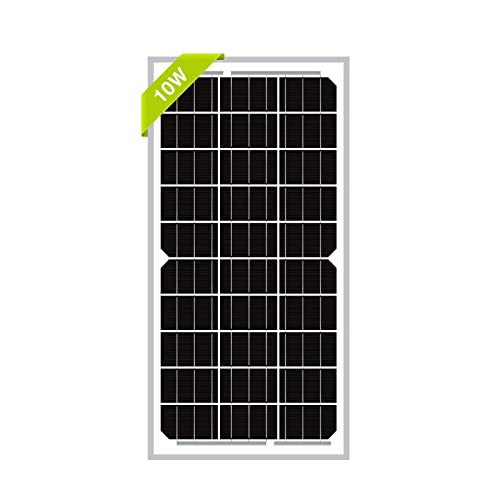 Newpowa 10W(Watts) 12V(Volts) Monocrystalline Solar Panel Battery Maintainer High-Efficiency PV Module Power for Battery Charging of Boat RV Gate Opener Fences Silver