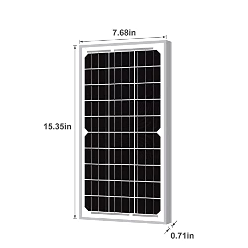 Newpowa 10W(Watts) 12V(Volts) Monocrystalline Solar Panel Battery Maintainer High-Efficiency PV Module Power for Battery Charging of Boat RV Gate Opener Fences Silver