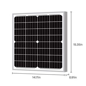 Newpowa 20W 12V Solar Panel High-Efficiency Monocrystalline 12V PV Module Designed for 12V Off Grid System, Charge Your 12V Battery of RV, Boat, Camper, Trailer, Gate Opener