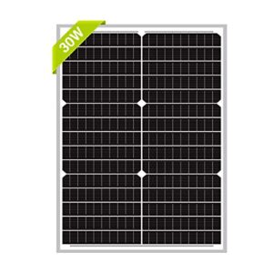 newpowa 9bb 30w 12v solar panel high-efficiency monocrystalline 12v pv module designed for 12v off grid system, charge your 12v battery of rv, boat, camper, trailer, gate opener(30w new)