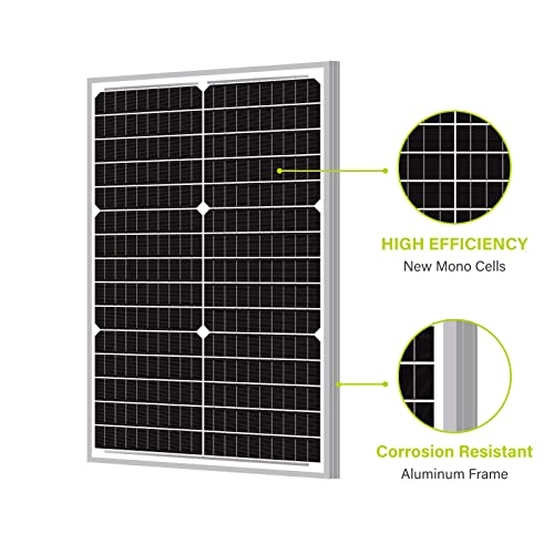 Newpowa 9BB 30W 12V Solar Panel High-Efficiency Monocrystalline 12V PV Module Designed for 12V Off Grid System, Charge Your 12V Battery of RV, Boat, Camper, Trailer, Gate Opener(30W New)