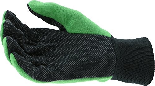 John Deere JD00002 Jersey Gloves - Large, 10 oz Jersey Gloves, Ribbed Knit Wrist, Polyester/Cotton Fabric Straight Thumb, Green/Black