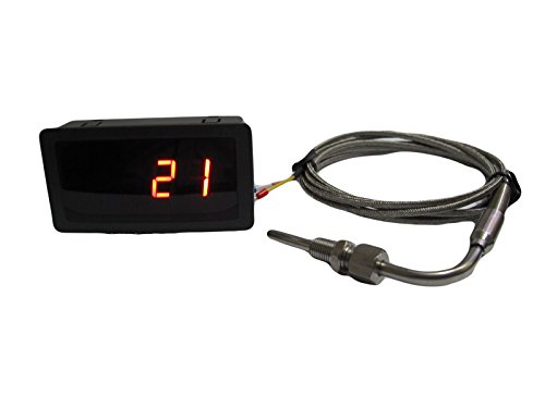 DTC EGT Sensors and Gauge (Red LED) for Exhaust Temperature Sensors with Weld Bund Combo Kit (Fahrenheit)