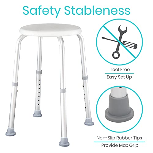 Vive Shower Stool for Inside Shower Waterproof - 21" Adjustable Bathroom Chair for Sitting, Shaving - Heavy Duty and Lightweight Safety Bench Seat for Elderly, Senior, Handicap and Disabled (250LBS)