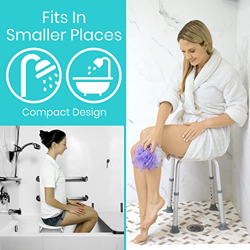 Vive Shower Stool for Inside Shower Waterproof - 21" Adjustable Bathroom Chair for Sitting, Shaving - Heavy Duty and Lightweight Safety Bench Seat for Elderly, Senior, Handicap and Disabled (250LBS)