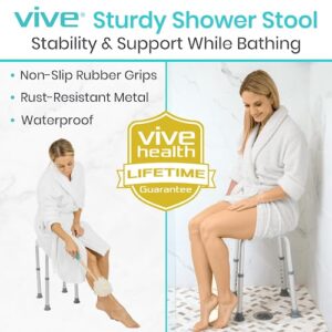 Vive Shower Stool for Inside Shower Waterproof - 21" Adjustable Bathroom Chair for Sitting, Shaving - Heavy Duty and Lightweight Safety Bench Seat for Elderly, Senior, Handicap and Disabled (250LBS)