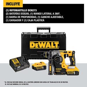 DEWALT 20V MAX* SDS Rotary Hammer Drill Kit, 5-Ah Batteries (DCH273P2)