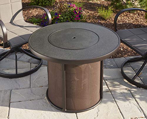 The Outdoor Greatroom Company Brown Stonefire Round Gas Fire Pit Table - Modern Outdoor Fire Pit for Patio - 55,000 BTUs