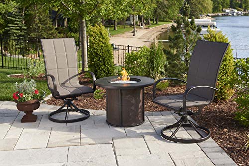 The Outdoor Greatroom Company Brown Stonefire Round Gas Fire Pit Table - Modern Outdoor Fire Pit for Patio - 55,000 BTUs