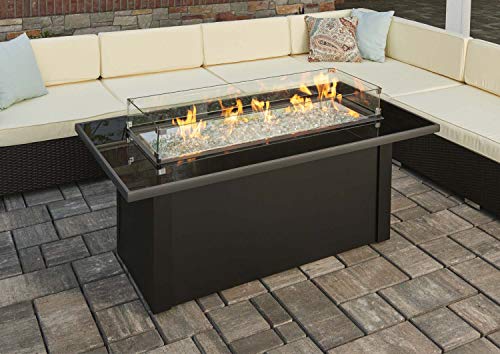 The Outdoor Greatroom Company Propane Fire Pit Table - Monte Carlo Linear Gas Fire Pits Table for Outside Patio - Outdoor Firepit Table Compatible with Natural Gas or Liquid Propane - 80,000 BTUs