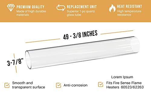 Fire Sense 61983 Pyramid Flame Heater Replacement Glass Flame Tube Includes Rubber Ring Fits with Items Pyramid Flame Finish Patio Heater - 60523 & 62263