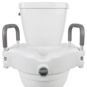 vive raised toilet seat - 5" portable, elevated riser with padded handles - elongated and standard fit commode lifter - bathroom safety extender assists disabled, elderly, seniors, handicapped (1)