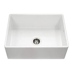 houzer platus fireclay series farmhouse sink - 30 inch undermount apron front farm sink with single bowl for kitchen, durable, chip and crack resistent, essential for home or apartment - pts-4100 wh