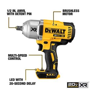 DEWALT 20V MAX* XR Cordless Impact Wrench Kit with Detent Anvil, 1/2-Inch (DCF899P2)