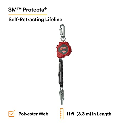 3M - 3100425 PROTECTA Rebel 11' Polyester Web Self-Retracting Lifeline, Black/Red