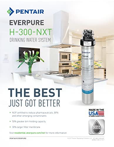 Pentair Everpure H-300-NXT Quick-Change Filter Cartridge, EV927441, For Use in Everpure H-300 Drinking Water Systems, 300 Gallon Capacity, 0.5 Micron