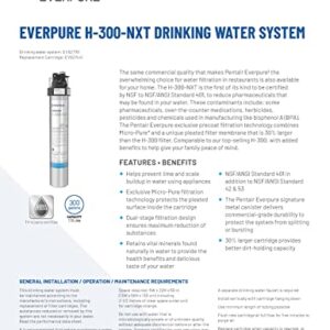 Pentair Everpure H-300-NXT Quick-Change Filter Cartridge, EV927441, For Use in Everpure H-300 Drinking Water Systems, 300 Gallon Capacity, 0.5 Micron
