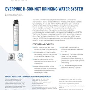 Pentair Everpure H-300-NXT Drinking Water System, EV927151, Includes Filter Head, Filter Cartridge, All Hardware and Connectors, 300 Gallon Capacity, 0.5 Micron