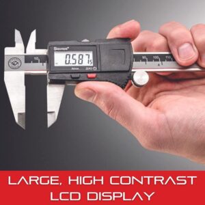 Starrett Stainless Steel Electronic Slide Caliper - 0-6" Range, 0005" Resolution, LCD Display, Fine Adjustment Thumb Wheel, in/mm Conversion - EC799A-6/150