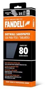fandeli | multi-purpose sanding paper | grit 80 | 25 sheets of 4-1/4 in.x 11 in | perfect for sanding drywall | hand sanding | orbital sanders