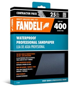 fandeli | waterproof sandpaper | 400 grit | 25 sheets 9'' x 11'' | for for plastic, lacquer, varnish, and pain | water resistant