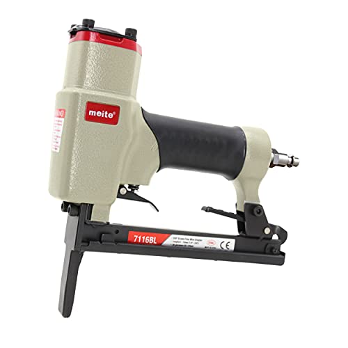 meite 7116BL Pneumatic Upholstery Stapler with Long Nose-1/4-Inch to 5/8-Inch 22 Gauge 3/8'' Crown Fine Wire Stapler