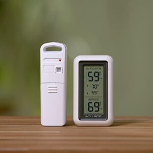 AcuRite Digital Thermometer with Indoor, Outdoor Temperature and Daily High and Lows (00424CA), White