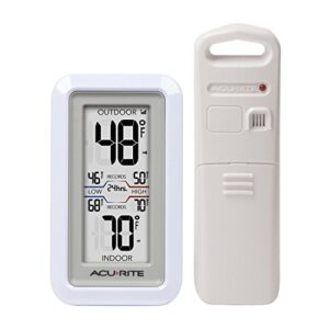 acurite 02049 digital thermometer with indoor/outdoor temperature,white