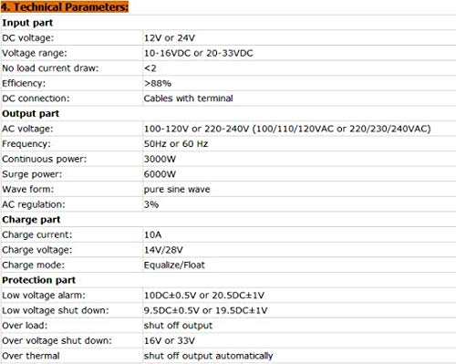 GOWE 3000W DC12V/24V AC110V/220V Off Grid Pure Sine Wave Single Phase Inverter with Charger and LCD Screen