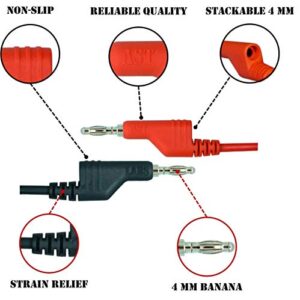 AST Labs Test Lead Banana Plug Stackable to Alligator Clip Heavy Duty 39"