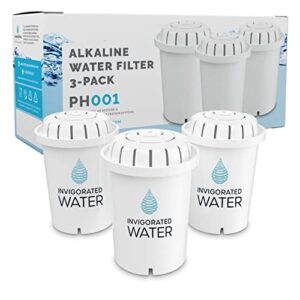 ph001 - white alkaline water filter – replacement water filter by invigorated water – water filter cartridge - for invigorated living pitcher, 300 gallon capacity (3 pack)