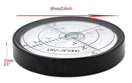 Chiloskit Aluminium Precision Spirit Bullseye Round Bubble Level Tool Rv Campers Leveling Circular Bubble Inclinometers for Surveying Instruments and Tribrachs, Ø2.4",Accuracy 15'/2