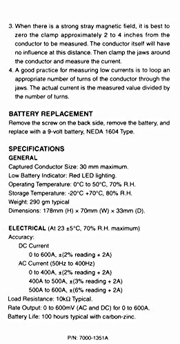 PDI CA-600 Handheld 600 Amp AC/DC Current Clamp Probe, Gray