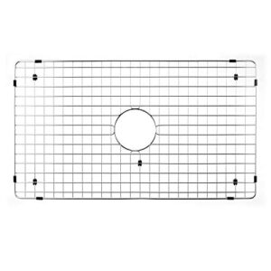 houzer stainless steel bg-7200 bottom grid - helps reduce noise and protects sink surface, features center drain cutout and protective feet, perfect for single bowl houzer sink ptg-4300 , 30" x 17.13",