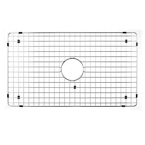 Houzer Stainless Steel BG-7200 Bottom Grid - Helps Reduce Noise and Protects Sink Surface, Features Center Drain Cutout and Protective Feet, Perfect for Single Bowl Houzer Sink PTG-4300 , 30" x 17.13",