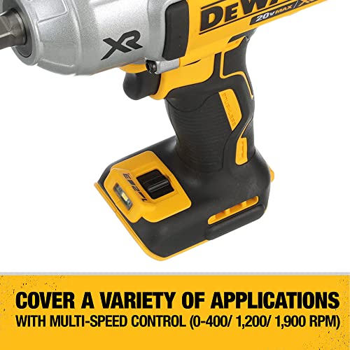 DEWALT 20V MAX* XR Impact Wrench Kit, Brushless, High Torque, Detent Anvil, 1/2-Inch (DCF899P1)