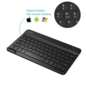 Arteck HB030B Universal Slim Portable Wireless Bluetooth 3.0 7-Colors Backlit Keyboard with Built in Rechargeable Battery, Black