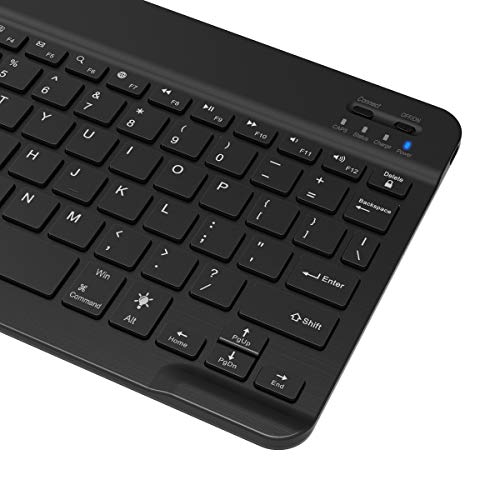 Arteck HB030B Universal Slim Portable Wireless Bluetooth 3.0 7-Colors Backlit Keyboard with Built in Rechargeable Battery, Black