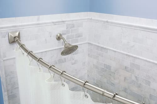 Moen CSR2164BN 72 in. Permanent Mount Adjustable Curved Shower Rod, Brushed Nickel