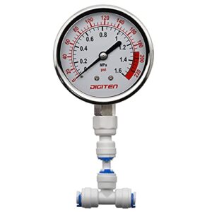 digiten 3/8" water pressure gauge meter 0-1.6mpa 0-220psi for reverse osmosis system pump ¡­