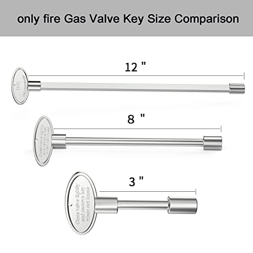 onlyfire Universal Gas Valve Key for Gas Fire Pits and Fireplaces, 3" Chrome Replacement Gas Key Fits 1/4" and 5/16" Turn Ball Valve