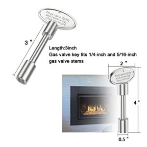 onlyfire Universal Gas Valve Key for Gas Fire Pits and Fireplaces, 3" Chrome Replacement Gas Key Fits 1/4" and 5/16" Turn Ball Valve