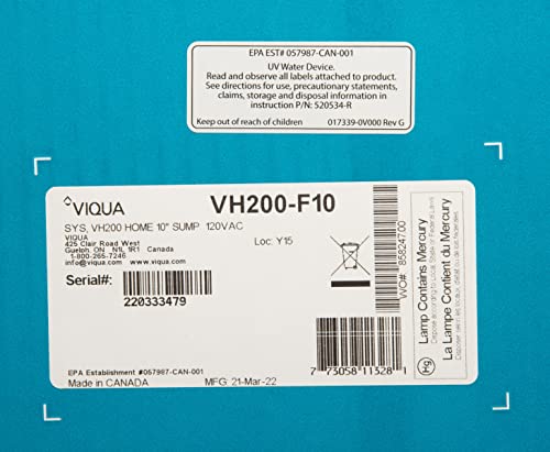 VIQUA VH200-F10 Home Stainless Steel Ultraviolet Water System with Integrated Pre Filter System - 9 GPM 35W