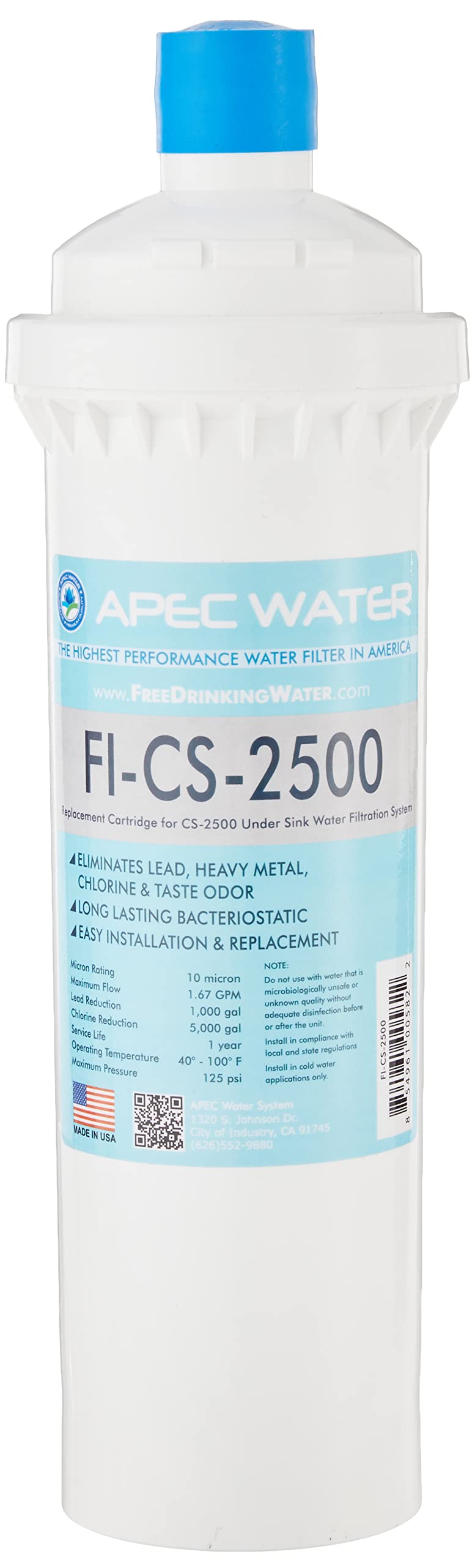 APEC Water Systems FI-CS-2500 Replacement Filter for CS-2500 Water Filtration System