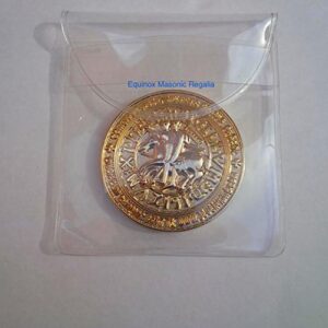 Equinox MR Commemorative Knights Templar Cross Masonic Freemason Golden Tone Coin + Case (Listing O...