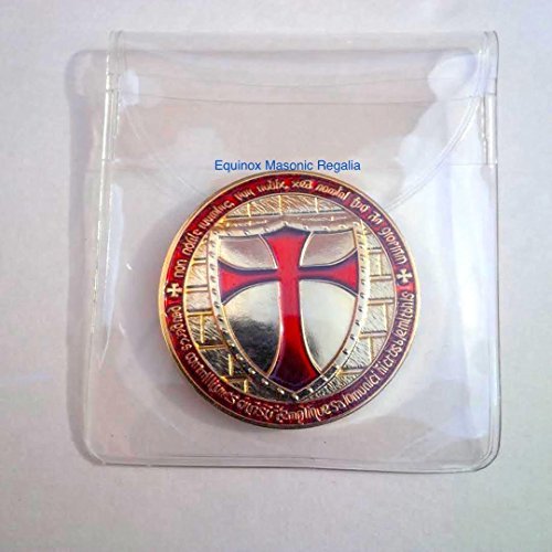 Equinox MR Commemorative Knights Templar Cross Masonic Freemason Golden Tone Coin + Case (Listing O...