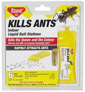 enoz kills ants liquid ant killer, attracts and kills the queen ant and the colony ants (pack of 6, 36 baits total)