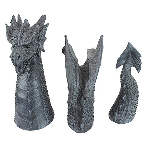 Design Toscano JQ8618 The Dragon of Falkenberg Castle Moat Lawn Garden Statue, 28 Inches Wide, 7 Inches Deep, 14 Inches High, Handcast Polyresin, Gray Stone Finish