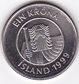 1999 Iceland 1 Krona Coin