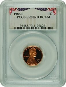 1986 lincoln red bunting label penny pr-70 pcgs dcam